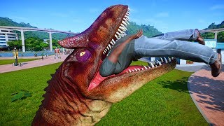 Allosaurus amp Suchomimus Breakout amp Fight  Jurassic World Evolution Dinosaurs Fighting [upl. by Noemi]