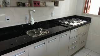 Bancada de cozinha em Porcelanato preto [upl. by Fasta]