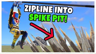 I Built A Spike Pit Under A Zipline That Drops Players  Rust [upl. by Skinner]