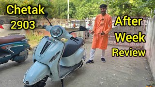 Bajaj Chetak Electric Scooter 2903 Review Top Speed After Week  Bajaj Chetak 2903 Cyber White [upl. by Coshow]