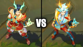 Heavenscale Ezreal vs Prestige Heavenscale Ezreal Skins Comparison League of Legends [upl. by Wylde753]