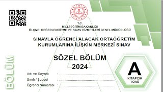 LGS 2024 DİN KÜLTÜRÜ VE AHLAK BİLGİSİ VE CEVAP ANAHTARI lgs2024 2024LGS lgssoruları dinkültürü [upl. by Iridis]