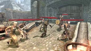 Skyrim Battles  Whiterun Raid  Draugr Werewolves and Bandits [upl. by Otir198]