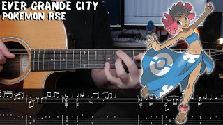 Ever Grande City  Pokemon RubySapphireEmerald  Fingerstyle Guitar Tutorial  TAB [upl. by Ingamar]