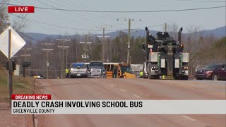 Driver dead in headon crash involving school bus in Greenville Co [upl. by Fesuoy]