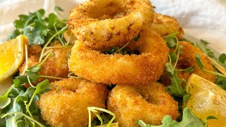 Crispiest Easiest Most Tender Calamari or Squid Rings calamari shorts easyrecipes [upl. by Leahsim]