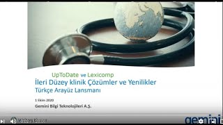 1 Ekim 2020  UpToDate amp Lexicomp İleri Düzey Klinik Çözümler ve Yenilikler Toplantısı [upl. by Annaeed]