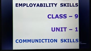 Communication skills part 1 employability skills class9 [upl. by Haimaj]