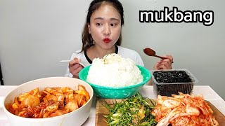 매콤한🐙오징어볶음 대왕고봉밥 한식 집밥 먹방ft김치부추무침김 Korean Food Spicy Stirfried SquidKimchi Mukbang eating show [upl. by Reffotsirk]