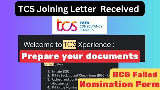 TCS Joining Letter Received  BGC Form  Mandatory Documents [upl. by Hajan384]