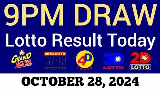 Lotto Result Today 9pm Draw October 28 2024 Swertres Ez2 PCSO Live Result [upl. by Alel]