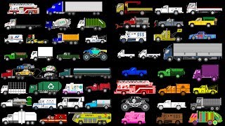 Trucks Collection  Street amp Emergency Vehicles  The Kids Picture Show Learning Video [upl. by Ecnerrat]