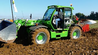 Ploughing using a Merlo MultiFarmer 409CS Telehandler  Steeno 4 furrow  Werktuigendagen 2015 [upl. by Houser]