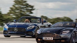 2019 Aston Martin DB11 Volante vs 2018 MercedesAMG GT C Roadster [upl. by Aicenet545]