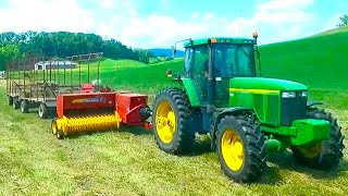 Baling Hay On A Dairy Farm l 1st Crop Grass Hay l 2024 Hay Season [upl. by Aleahcim615]