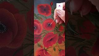 Bright red poppies in onestroke artvideo christmasvibes wocol shorts viral [upl. by Bilak]