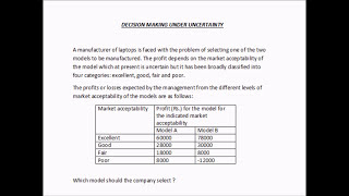 Decision making under uncertainty  Laplace criteria [upl. by Kcirdef567]