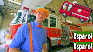 Blippi Español Explora los Camiones de Bomberos para niños  Canción del Camión de Bomberos [upl. by Sonstrom]