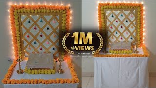 Simple amp Easy Ganpati Decoration Ideas At Home  Puja Decoration Festival Backdrop Decoration ideas [upl. by Mullane]