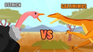 Gallimimus vs Ostrich  Dinosaurs vs Wild Animals S1  Animal Animation [upl. by Zzabahs]