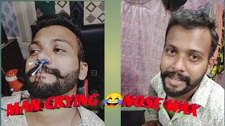 NOSE WAX hair removal😂😂🙉👌 barbershop wax waxing hairstyle barbershopmens [upl. by Ssilb]