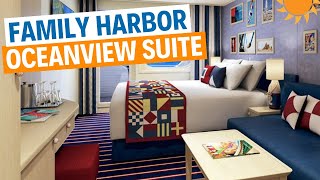 CARNIVAL MARDI GRAS Family Harbor Ocean View Suite Cabin 4394 [upl. by Yelsnik]