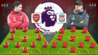 ARSENAL VS LIVERPOOL  ARTETA VS KLOPP POTENTIAL STARTING LINEUP PREMIER LEAGUE 2024  GAMEWEEK 23 [upl. by Shirlie]