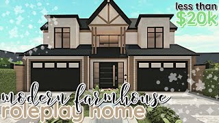 20k Bloxburg Modern Farmhouse Build 2 Story Exterior WITH VOICE [upl. by Selfridge]