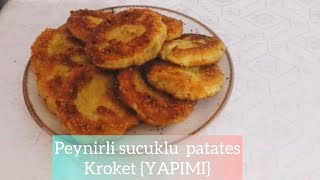 PEYNİRLİ SUCUKLU PATATES KROKET  Potato Croquettes  البطاطس  kroket patates yemektarifi food [upl. by Kreiner950]