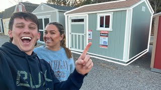 Buying CHEAPEST TINY HOME from HOME DEPOT Convert SHED to HOUSE [upl. by Nostets875]