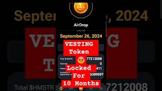 WHAT IS VESTING TOKEN IN HAMSTER  HAMSTER KOMBAT BIG ANNOUNCEMENT  TOKEN LOCKED FOR 10 MONTHS [upl. by Annissa]