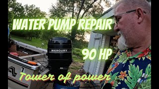 1986 Mercury 90hp Water Pump replacement The Tower of Power part 4 [upl. by Barthel]