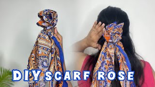 EASY DIY SCARF HAIRSTYLE  ROSE HAIRSTYLE  SIMPLE EVERYDAY HAIRSTYLES  HAIR HACKS  ACCESSORIES [upl. by Ennahoj]