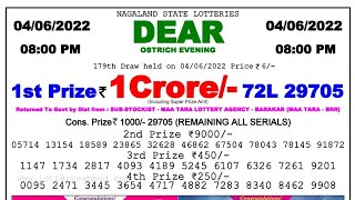 Lottery Sambad Night Result 8pm 04062022  Dear Lottery  Nagaland State Lottery  Lotari Song Bad [upl. by Auqinet228]