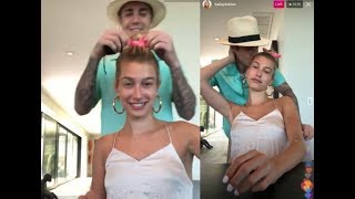 Full Justin Bieber amp Hailey Baldwin Bieber Instagram Live Stream being happy smiling  March 31 2019 [upl. by Melisandra]