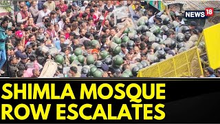 Shimla Masjid News  CCTV Footage Emerges Showing Protesters Pelting Stones On Police  News18 [upl. by Adas]