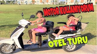 MASAL 3 TEKERLEKLİ MOTOR SÜRDÜ  Ailece Eğlenceli Otel Turu Yaptık [upl. by Hsakiv]