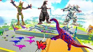 EPIC XBrachiosaurus DEATHRUN The Toughest of All Animals Dinosaurs Fight  Ark Dinosaurs park [upl. by Tavie]