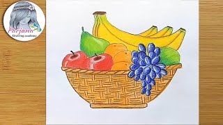 How to draw a fruit basket step by step [upl. by Gesner]