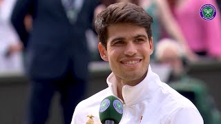 Carlos Alcarazs HILARIOUS comment ahead of the Euro 2024 final  Wimbledon 2024 [upl. by Acinnej629]