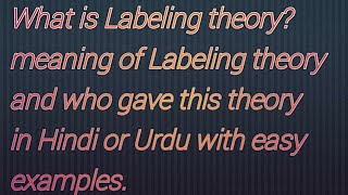 Labeling TheoryCriminology Theory meaning of Labeling Theory in Hindi or Urdu sociology [upl. by Nifled]