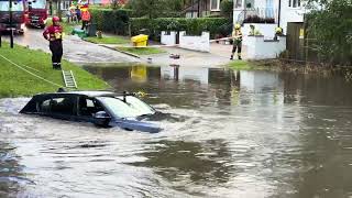 BMW Trapped Under Flooded Bridge – Green Road Ford Birmingham 26th Sept 2024 [upl. by Coney]