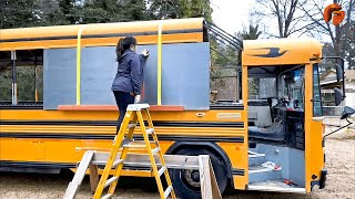 Couple Transforms Bus into Amazing Mobile Home  Start to Finish Build by lifeanywhere [upl. by Ias]