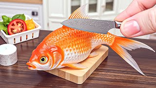 Tiny ASMR Cooking ButterBasted Goldfish Recipe 🐠  Satisfying Mini Cooking [upl. by Jennine]