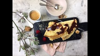 How to make chocolate walnut pancakes Palatschinken [upl. by Anilas]