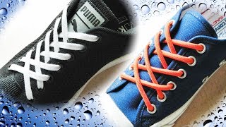 〔靴紐の結び方〕X模様が並んでるみたいな靴ひもの通し方 how to tie shoelaces 〔生活に役立つ！〕 [upl. by Allbee]