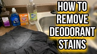 EASY CHEAP QUICK HOW TO REMOVE DEODORANT STAINS FROM DARK CLOTHES  Remove Armpit Stains [upl. by Leyameg453]