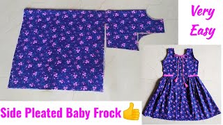 Side Pleated Baby Frock Cutting and Stitching for 67 year [upl. by Ekard]