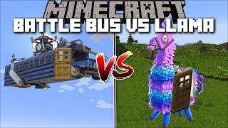 Minecraft BATTLE BUS HOUSE VS LLAMA HOUSE MOD  FORTNITE HOUSE BATTLE SURVIVAL  Minecraft [upl. by Elaweda]