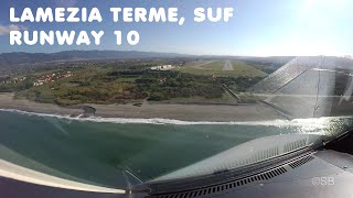 Lamezia Terme airport Italy SUF Visual approachlanding Rwy 10 Airbus cockpit view With ATC 4k [upl. by Estey]